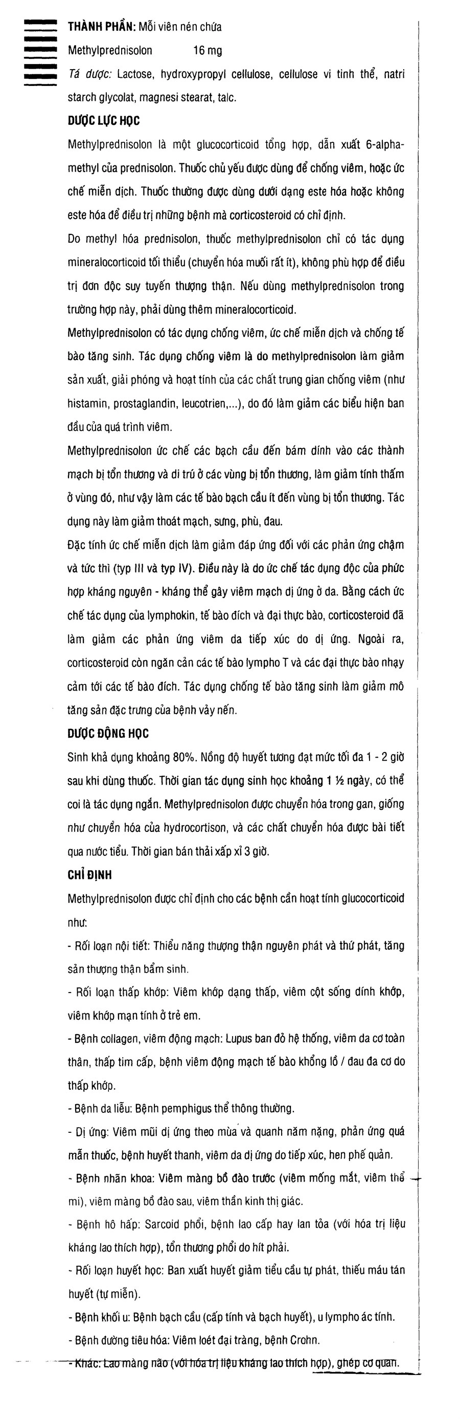 Menison 16mg thuốc kháng viêm, ức chế miễn dịch (3 vỉ x 10 viên) - 6